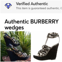 BURBERRY Patent Leather Platform Wedges