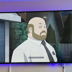 75” LG smart TV with color changing lights, and wall mount.