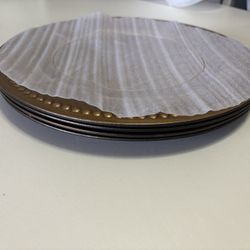 4 Gold Beaded Round Charger Plates