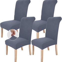 Dining Room Chair Covers Set of 2,Kitchen Slipcovers for Parsons,with Stretch-Removable Washable Dark Grey