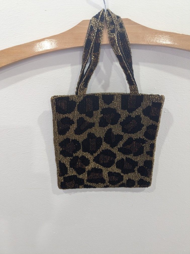 Junko Shimada Beaded Handbag Leopard Print 