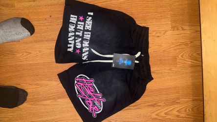 Black Graphic Drawstring Shorts with Tags