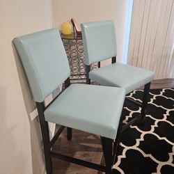 TWO Aqua Blue Bar-Height Chairs - $90 for Both!