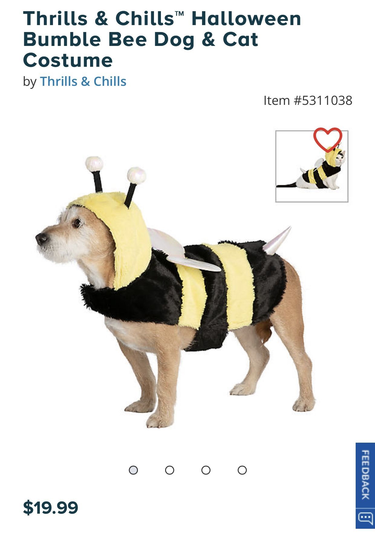 Thrills & Chills™ Halloween Bumble Bee Dog Costume