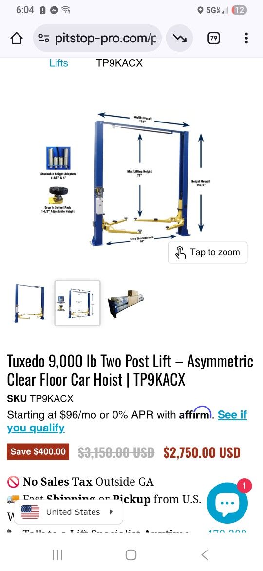 Two Post Lift – Asymmetric Clear Floor Car Hoist