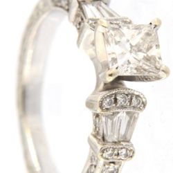 Women Solitaire Ring 18k White Gold 