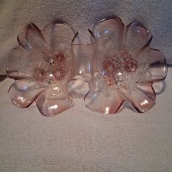 Mikasa Rosella Pink Glass Rose Floral Double Candy Dish