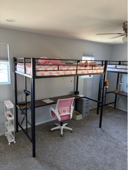 2 loft beds with desk (s) and chairs