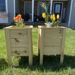 Wooden Planter Boxes (Pair)