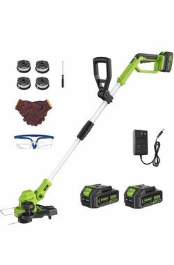 WORKIT 20V 3-in-1 Weed Eater/Edger/Mini Mower, Cordless Weed Wacker 2×4.0Ah High-Capacity Batteries,12" Cutting Swath, Auto Line Feed, 6lbs Lightweigh