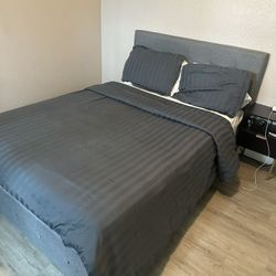 Full size bed frame with 10 inch mattress