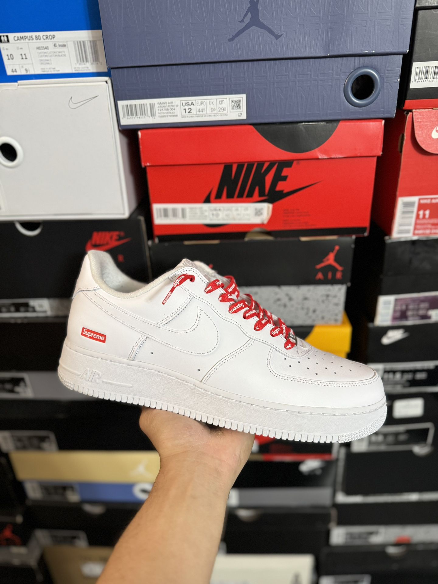 Nike Air Force 1 Low Supreme White size 12 VNDS