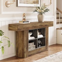 LD0025 63-Inch Farmhouse Console Table, Long Narrow Sofa Table with Storage, Entryway Table Behind Couch, Large Foyer Table for Living Room, Hallway (