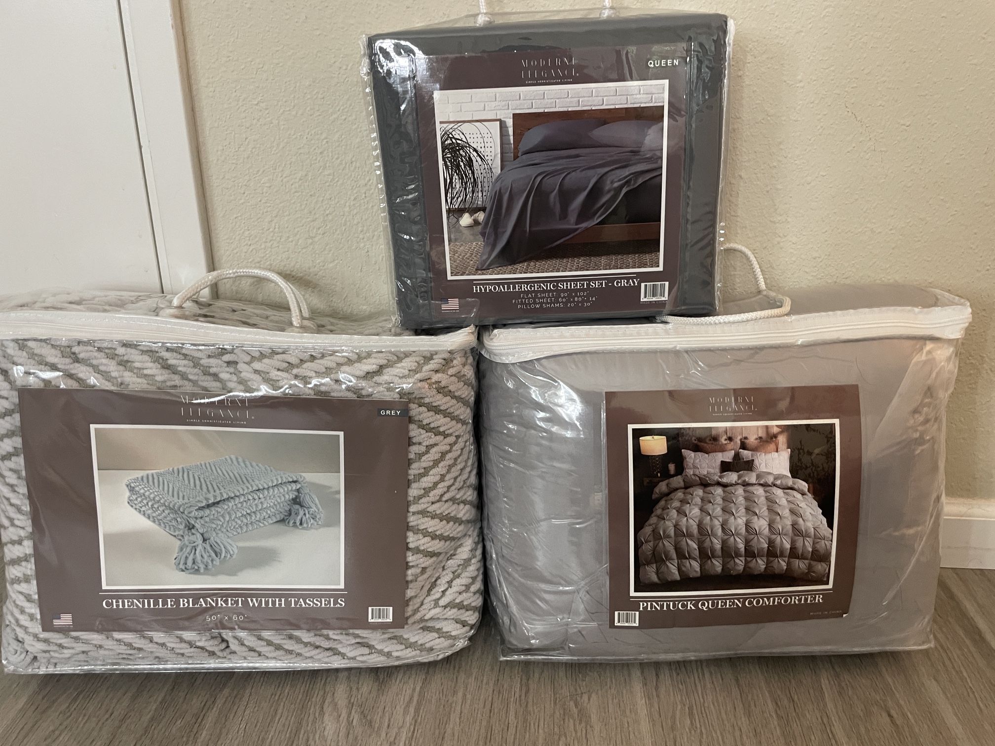 Moderne Elegance Queen Bedding Set Grey