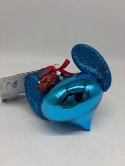 NWT Disney Parks Stitch Aloha Glitter Glass Teardrop Christmas Ornament