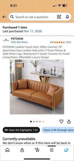 Faux Leather Couch