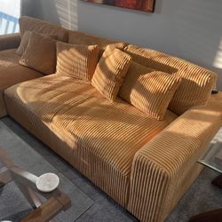 Yellow Corduroy Sectional Sofa