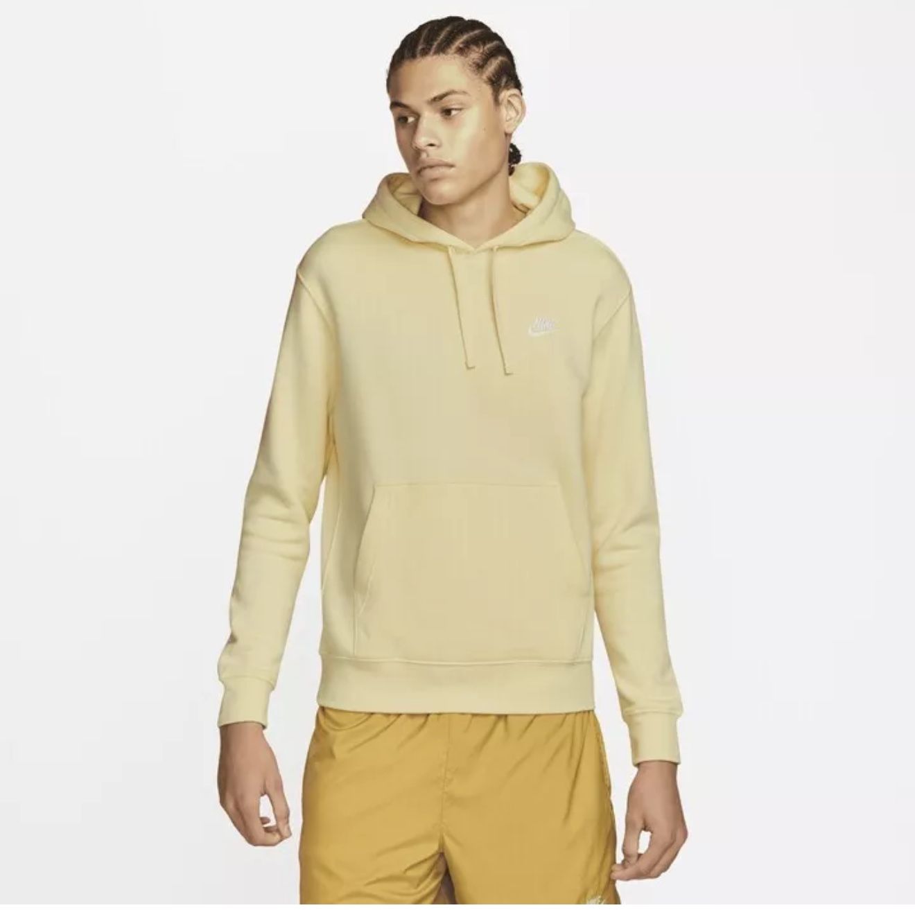 Nike Club Pullover Hoodie Alabaster Pale Yellow Men's Size L