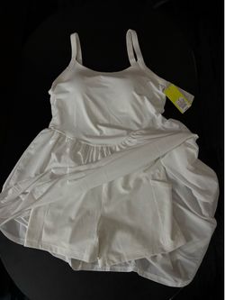 White Athletic Tennis Dress with Built-In Shorts
