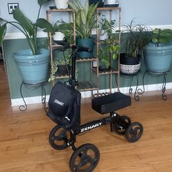 Foldable Knee Walker, Deluxe Medical Scooter for Foot Surgery Crutches Alternative Black