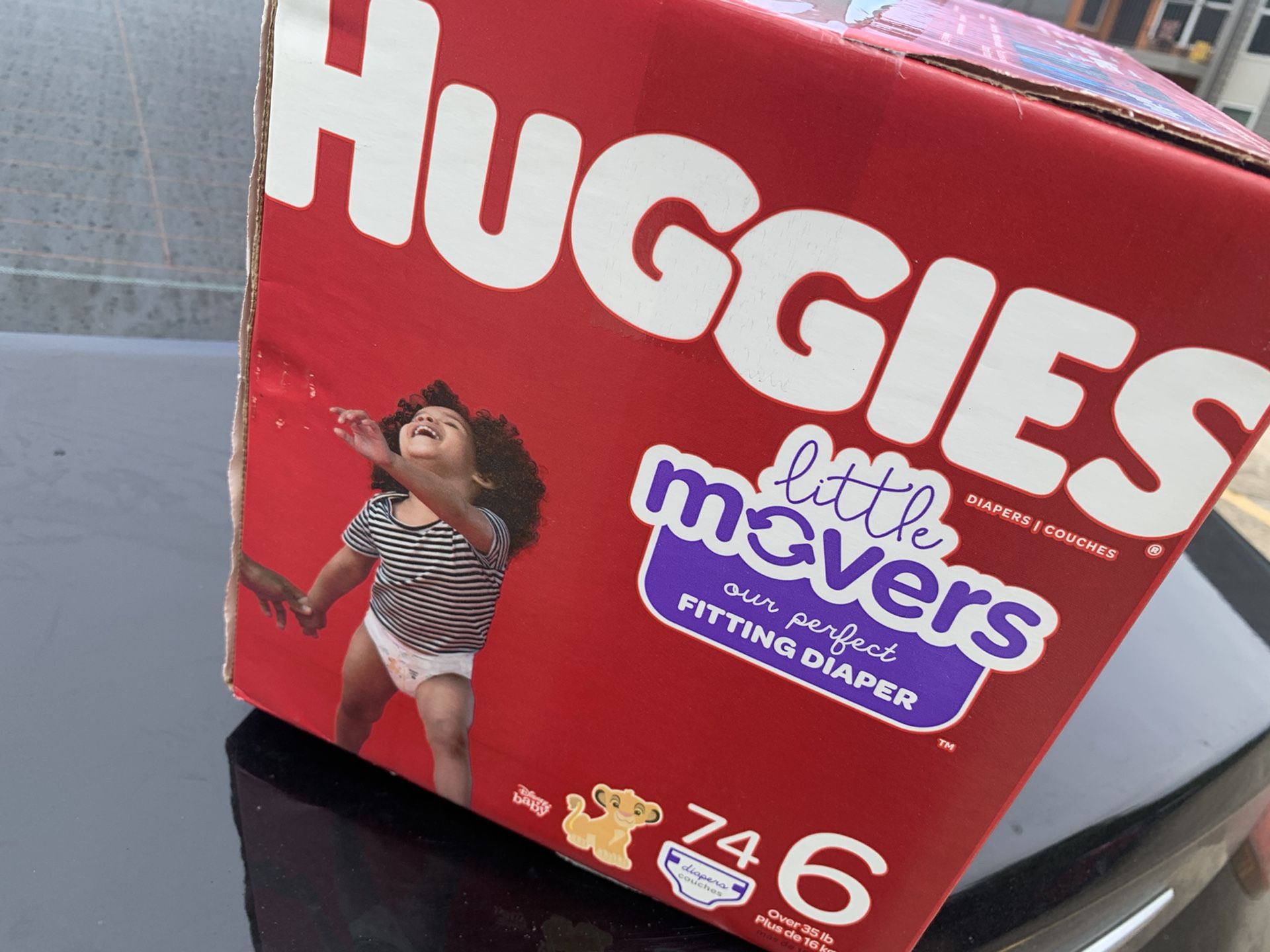 Huggies , Size 6 , 74 Fitting Diapers That Comes In The Box .