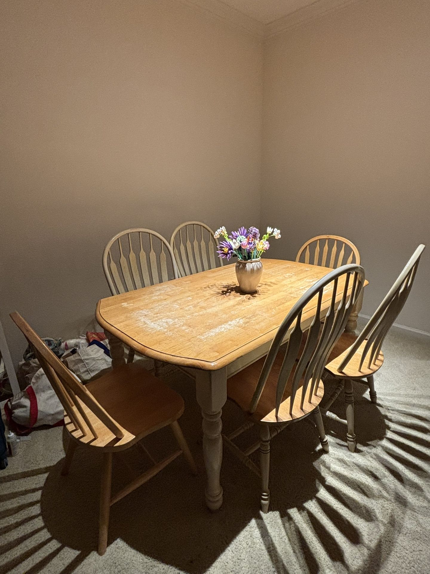Wood Dining Table & Chairs Set