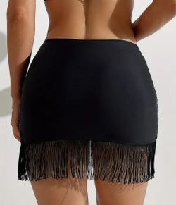 Skirt Solid Color Wrapped Bottom Tassel 