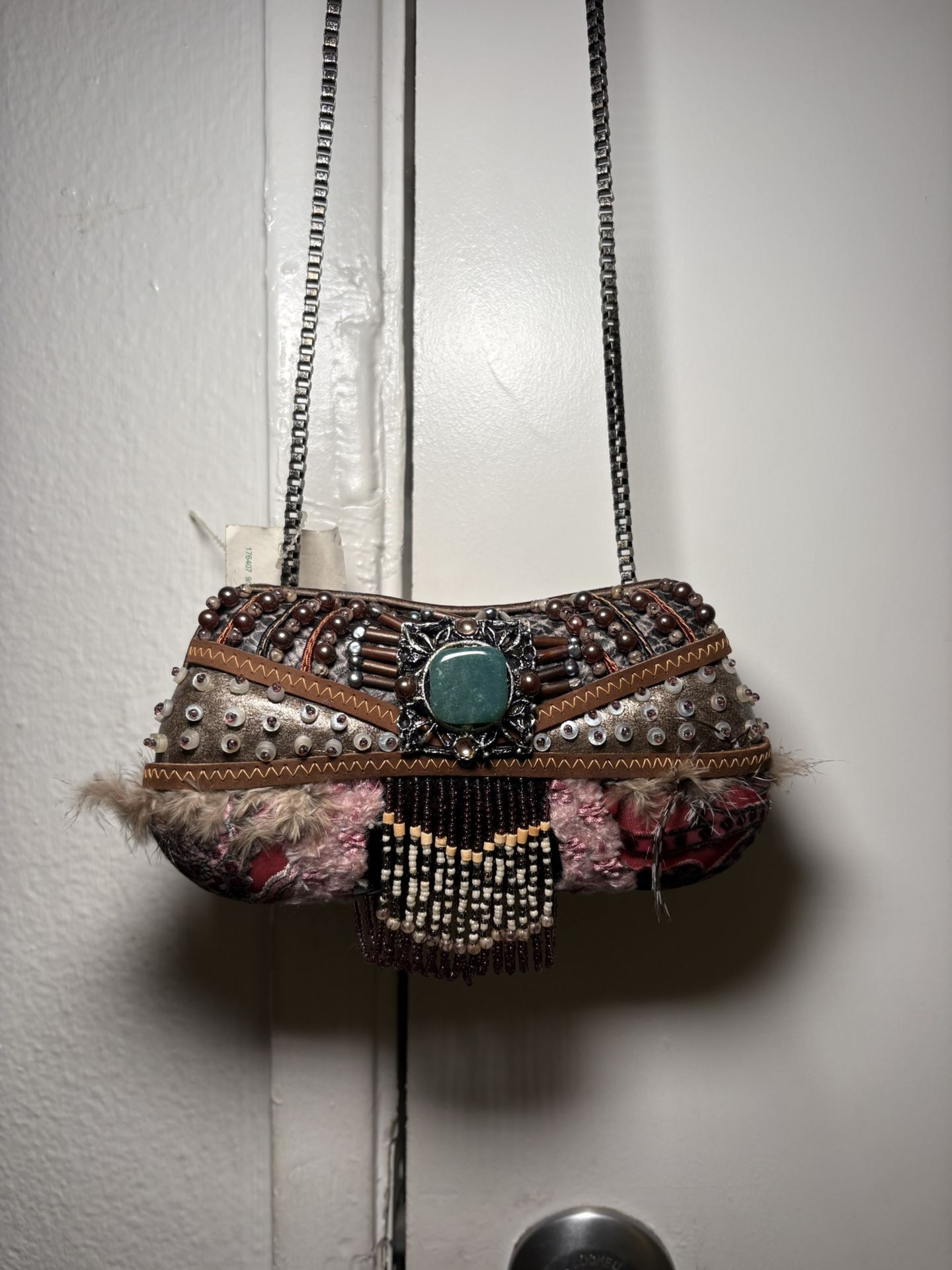 Mary Frances Beaded Embellished Mini Shoulder Bag Purse Vintage Boho 7” New