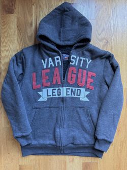 Boys Size X-Large 14 - Zip Up Sherpa Lined Coat Jacket Hoodie