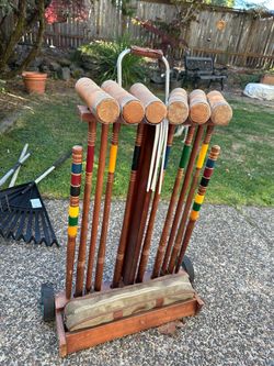 Vintage croquette lawn game set
