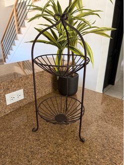 2-Tier Metal Fruit Basket Stand – Bronze Finish