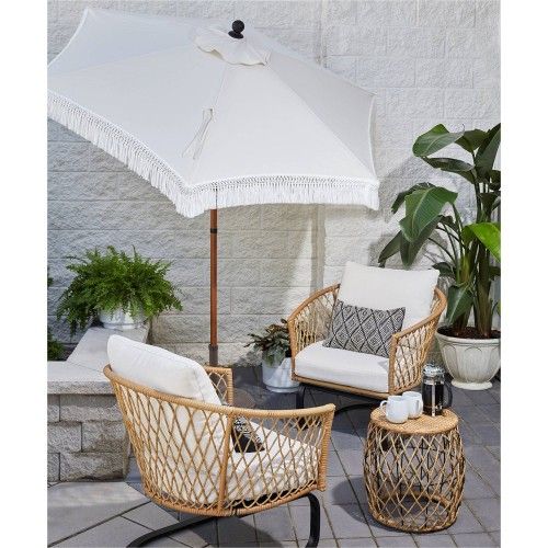 Better Homes & Gardens Ventura 3-Piece White Outdoor Boho Wicker Chat Set, Wicker Frame
Off-White - 30" L x 32.50"W x 32.50"H
