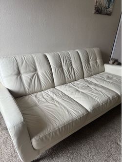 White Couch with Matching Ottoman