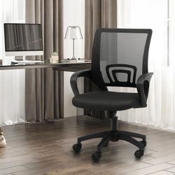 V100   Office Chair Ergonomic - Mesh Desk Chair with Lumbar Support & Wide Seat (300Lbs Capacity) Adjustable Height, Swivel Wheels - for Home Office, 