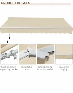 10’x8’ Outsunny Patio Shade with Manual Crank Handle