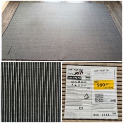 IKEA LUFTFARTYG Rug 6.5’ x 10’ - Indoor/outdoor, flat woven, black stripe. $25 OBO.