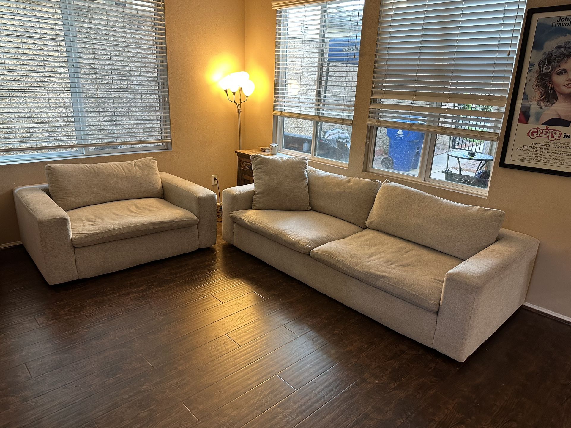 Sofa and Chair Set, Beige Color, Paloma Cotton Collection