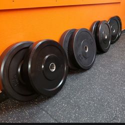 ☢️BLACK BUMPER PLATES, COLOR BUMPER PLATES, EASY GRIP PLATES,CAST IRON PLATES  EACH COMPLETE SET $349 ( BRAND NEW IN THE BOX  )