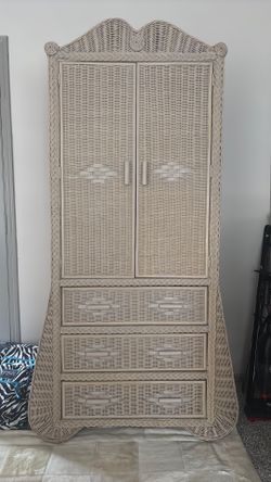 Beige Wicker armoire