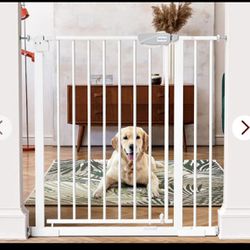 Baby Gate - 40'' Extra Tall And 30''-37'' Adjustable Width Pet Gate For Stairs & Doorways White