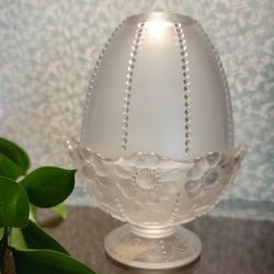 Vintage Fenton Frosted Beaded Daisy Fairy Lamp Candle Holder 