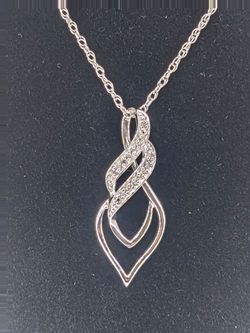 925 Sterling Silver Diamond Accent Infinity Twist Pendant Necklace
