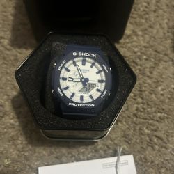 White & Blue G shock