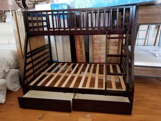 Twin over full bunk bed with storage