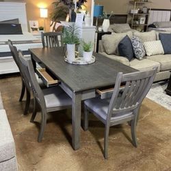 Dining Set Table With 4 Chairs & Bench 
