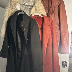 Green Wool RL Coat, 2 Zara Jackets, I Cream Fuzzy Jacket