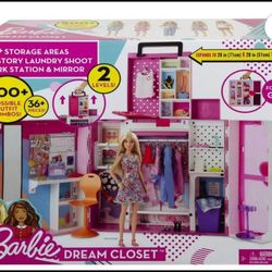 Barbie Dream Closet Playset with 35+ Clothes and Accessories, Mirror and Laundry Chute