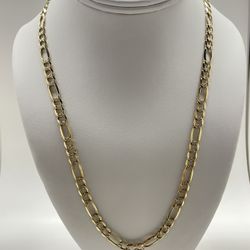 14k 24” Yellow Gold Diamond Cut Figaro 6mm