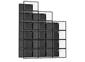 Pinkpum 18 Pack X-Large Shoe Storage Boxes Fit Size 11, Shoe Organizer for Closet Clear Plastic Stackable Shoe Dispaly Case Bins Holder, Sneaker Stora