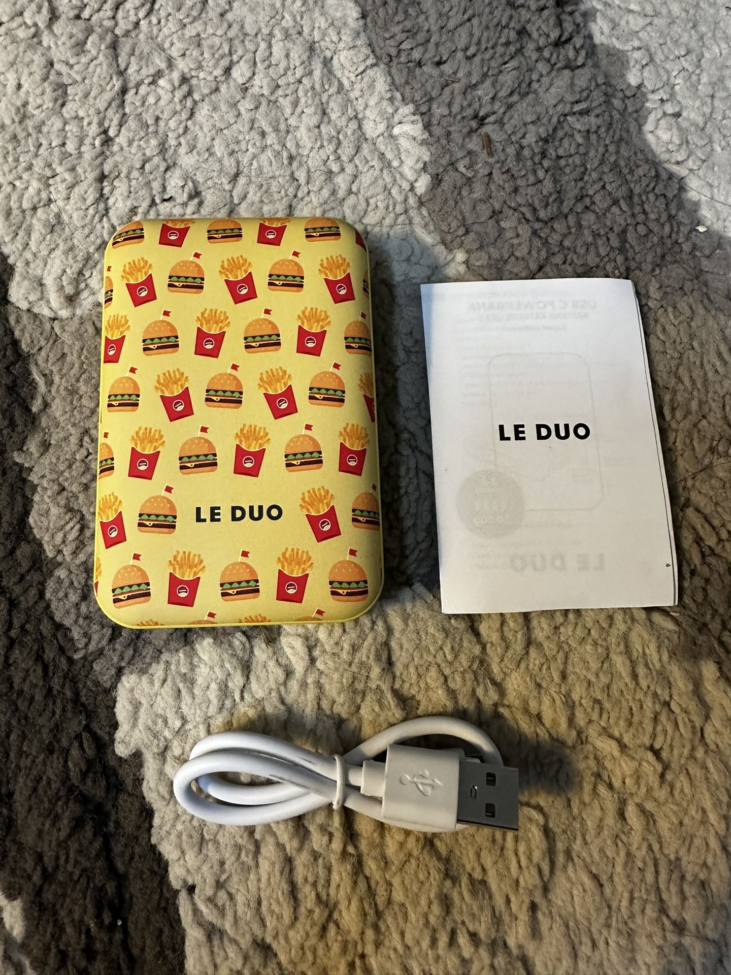 Yellow Burger Pattern Power Bank - brand new
